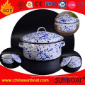 5qt White+Blue Painted Cookware Enamel Stock Pot Soup Pot